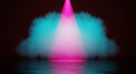 Vivid Spotlight Illuminating Misty Stage Environment Presentation Backdrop