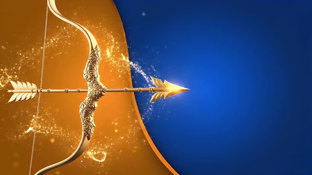 Ram Navami Festival Lord Rama Bow and Arrow Saffron Blue Gradient Background