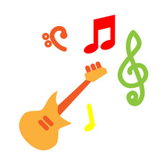Bass Guitar Vector Flat Icon Design
