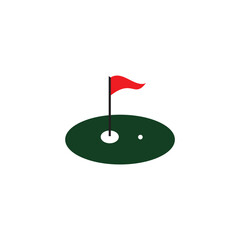 golf course icon with flag stick and hole , ball vector design illustration template