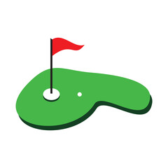 golf course icon with flag stick and hole , ball vector design illustration template