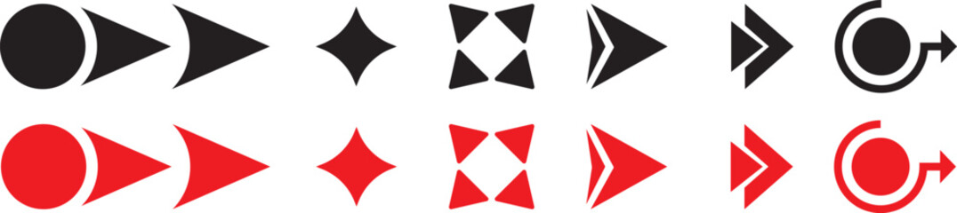 Bullet points. List icon set with geometric shapes, arrows, stars, hearts in outline style. Vector illustration. Bullet point collection for. Arrows set black vector. Arrow icon collection