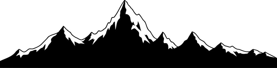 Obraz premium Jagged mountain range with snow peaks silhouette