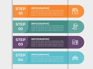 vector illustration infographic design template with 4 steps. Template for process, presentations, layout, banner, brochure.