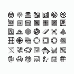 Creative Abstract Pattern Icons Pack with Squares, Circles and Lines