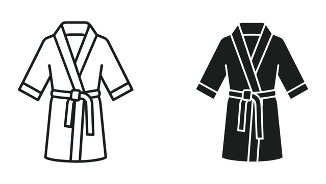 Bathrobe icon set in black and white