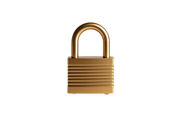 Golden Padlock for Cybersecurity Data Protection Online Privacy Financial Security Access Control Isolated, Isolated on White Background, PNG