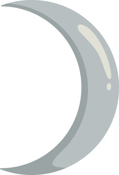 Crescent Moon Cartoon Illustration with Gentle Curves in Grey Tones