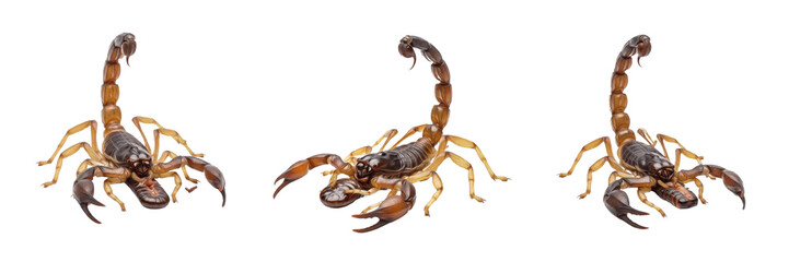 Set of dangerous scorpions in various poses isolated on white background. © Ibrar