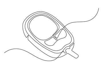 Blood sugar monitor symbol continuous outline drawing simple style health element