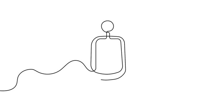 Glucose meter continuous one line art animation seamless loop medical video
