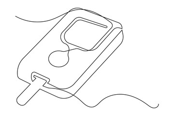 Minimalist style medical device illustration continuous line drawing isolated glucose