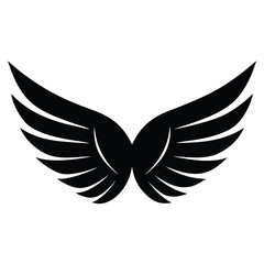 Fototapeta premium Black wings silhouette vector set, the wings set is ideal for logo, emblem, badge design. Versatile for art, heraldry, animal symbolism. Ranging from simple to intricate feather or scale details