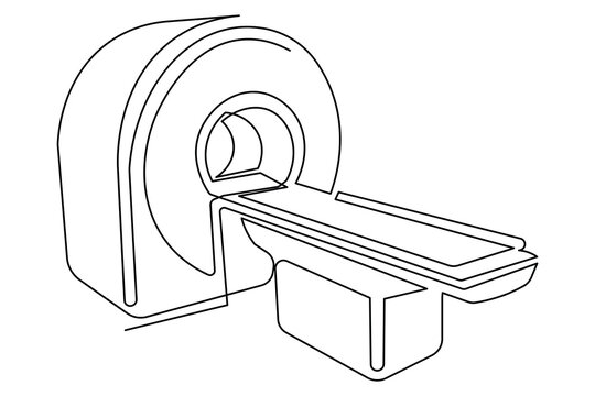 Minimalist healthcare radiology machine continuous outline drawing illustration