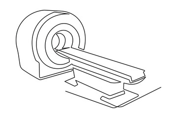 Minimalist style medical imaging device illustration continuous line drawing isolated