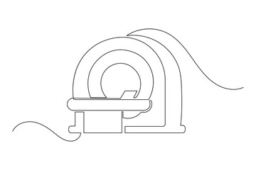 Mri and ct scan machine continuous one line art drawing minimalist style isolate outline