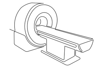 Simple outline illustration of mri machine continuous single line art design