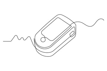 Modern pulse oximeter icon simple outline single line art illustration isolated