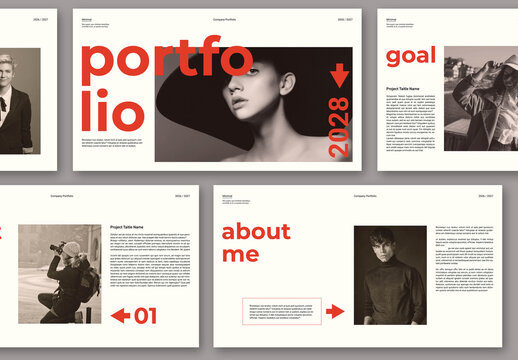 Minimal Portfolio Layout with Red Accent