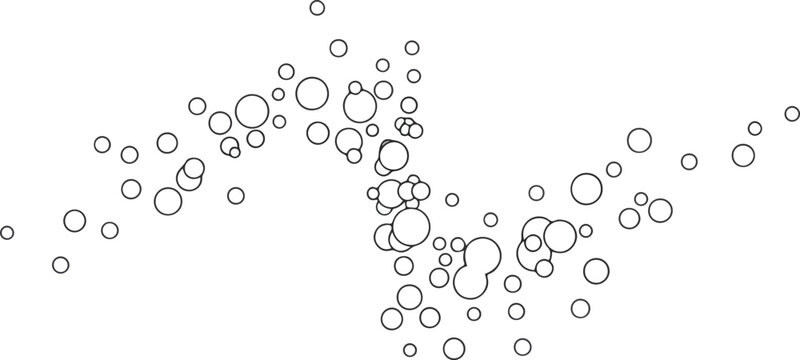 Black and white abstract scatter plot of circles forming an Scurve shape
