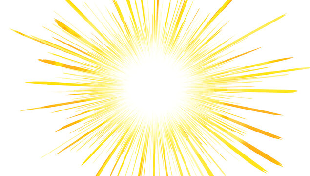 Bursting yellow starburst explosion with sharp radiating lines on a black background graphic design