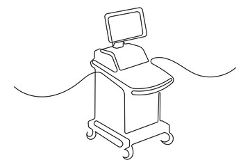 Minimalist style ultrasound device illustration continuous line drawing isolated art
