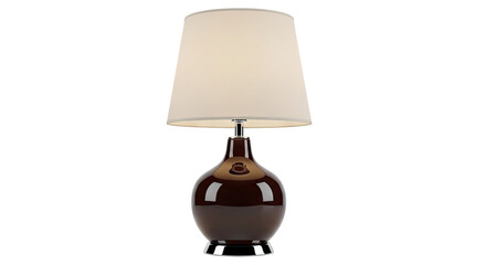 Glossy Brown Ceramic Table Lamp with White Shade