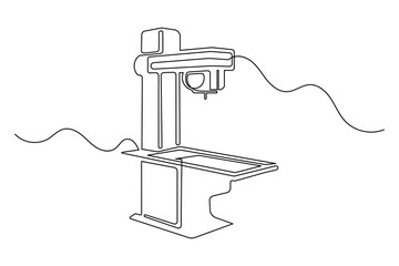 Minimalist x ray machine continuous line drawing simple medical outline isolated