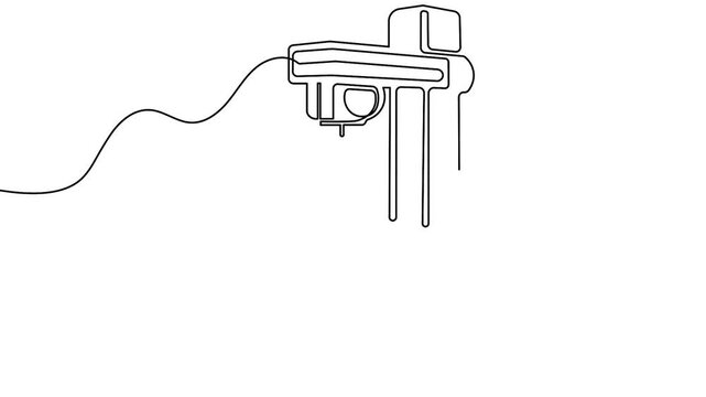 X ray machine continuous one line art animation seamless loop minimal medical design