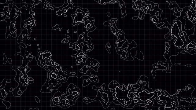 Abstract Topographic Line Pattern Background, Digital Contour Grid Map, 4K animation background