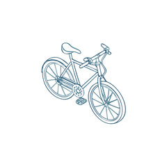 Fototapeta premium A minimalist blue line drawing depicts a classic bicycle on black