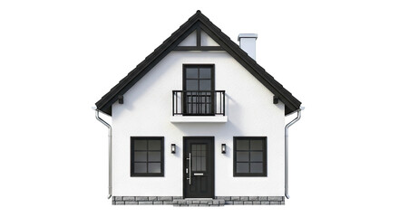 Modern White House with Black Accents and Balcony