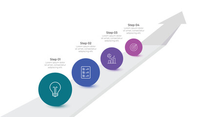 4 Steps Arrow Infographic Template for Business Progress