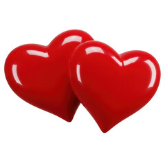 Fototapeta premium Two red hearts isolated on transparent background