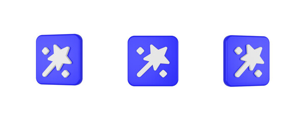 wand stars 3D icon isolated on background