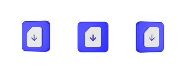 web sim card download 3D icon isolated on background
