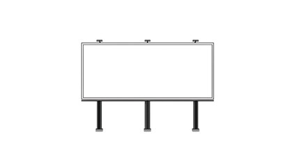 Obraz premium Outline of a blank billboard with three support legs on a black background empty sign