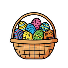 A basket full of colorful Easter eggs