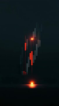 Abstract Red Candlestick Chart Representing Stock Market Crash and Financial Downtrend