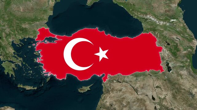 Turkey Map With Flag Animation