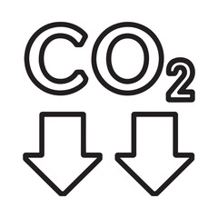 Carbon dioxide emission representation with downward arrows indicating release or impact