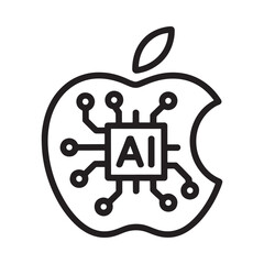 Apple logo with artificial intelligence chip integration