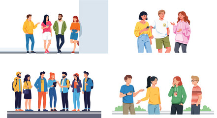 Group of young people chatting outdoors