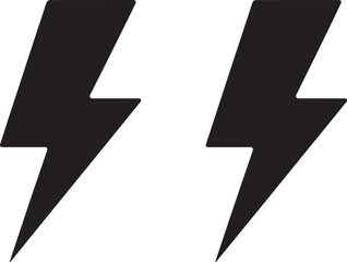 Obraz premium Two black lightning bolt on white background symbol electricity