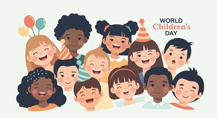 Diverse group of children celebrating World Children's Day