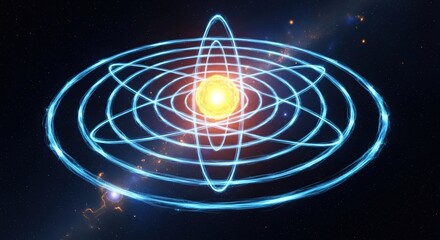 Illuminated atomic structure in space