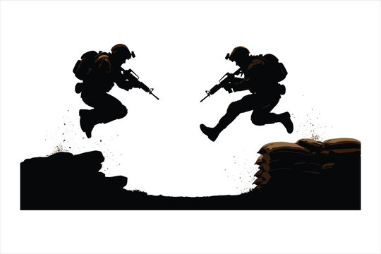 Soldiers in Action Silhouette