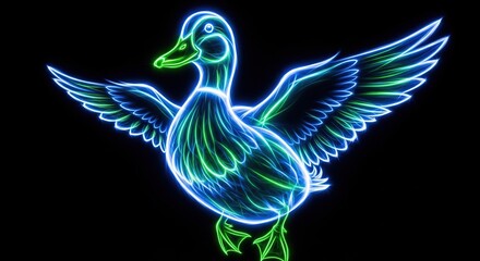 Obraz premium Neon duck in flight
