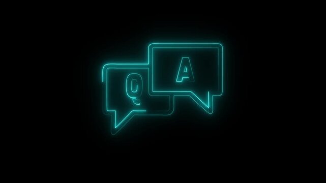 glowing neon FAQ, questions and answers icon. Line, glyph and filled outline colorful version, Q and A speech outline and filled vector sign. Symbol, logo illustration, modern support icon set