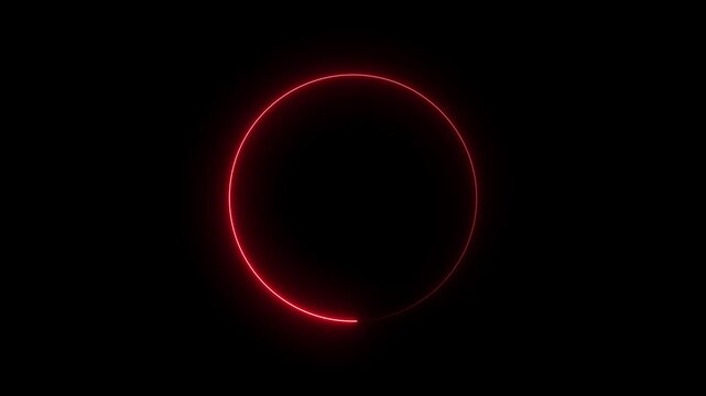 Red Neon Glowing Circular Border Loop on Black Background